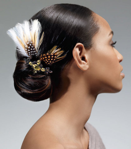 exotic bride low bun hairstyles for black women wedding