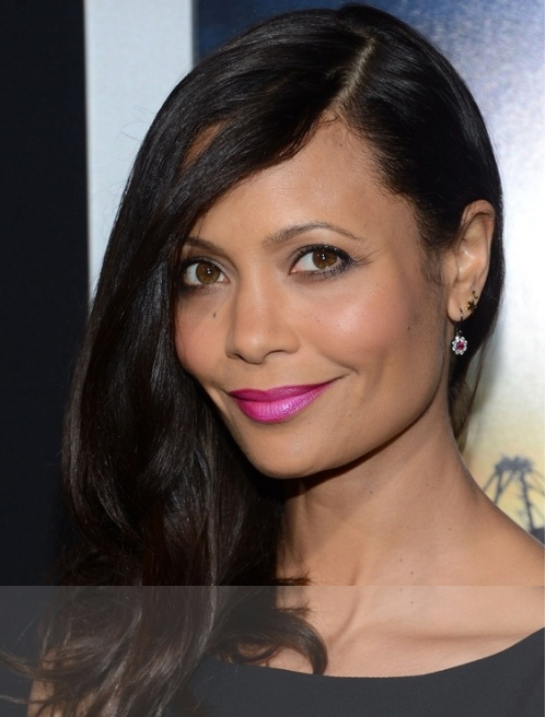 Thandie Newton African deep side parting hairstyles